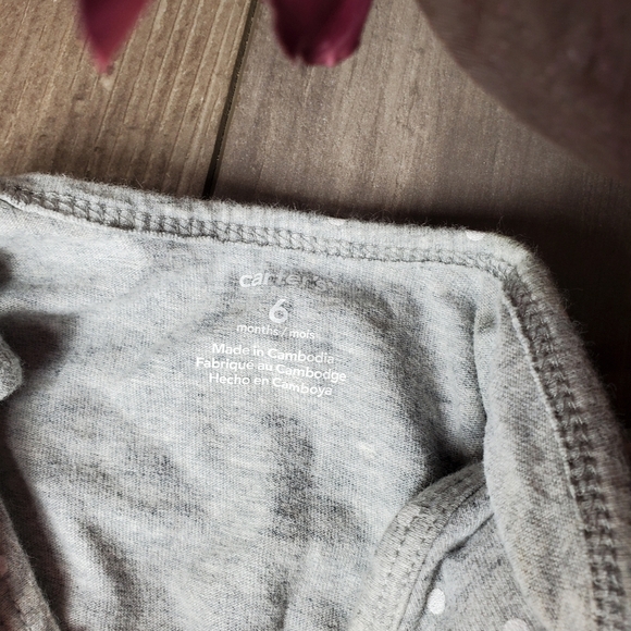 Carter's Gray White and Pink Polka Dot Cotton Girls Casual Summer Dress Size 6m - Picture 5 of 6